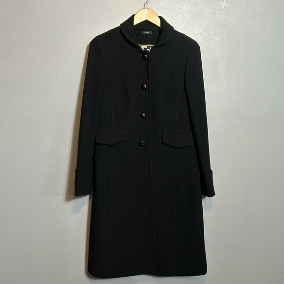 J. Crew Wool Lady Slim Coat Black with Brown Buttons size 4 from 2006 VTG - Picture 2 of 11